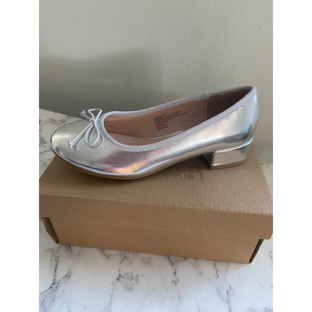 Steve Madden Kids JCHERISH Silver Metallic Ballet Flats Block Heel Size 2 - Picture 5 of 8